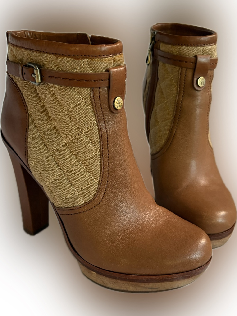 BCBGMAXAZRIA Kingston Leather Quilted Platform Booties